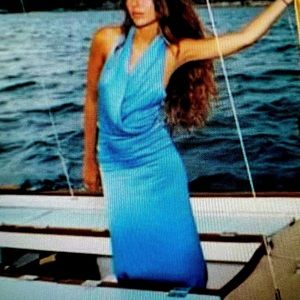 NWT Zara Silky blue halter dress